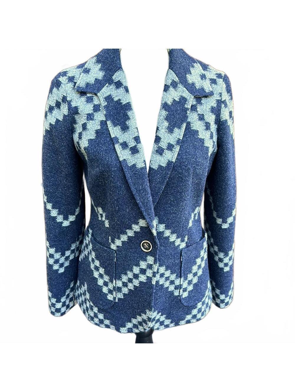 Pendleton Women's Blue Wool Southwestern Pattern Blazer Size S